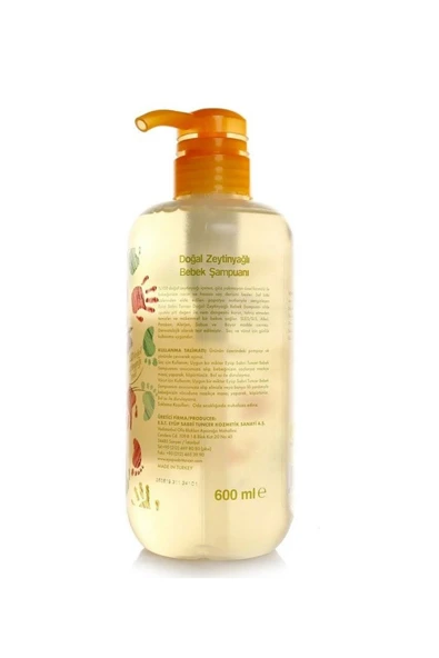 Eyüp Sabri Tuncer Zeytinyağlı Bebek Şampuanı 600 ml ve Bebek Kolonyası 190 ml - Resim 3