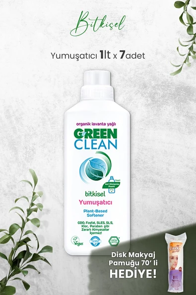 U Green Clean Bitkisel Çamaşır Yumuşatıcısı 1 Litre (Lavanta Kokulu) x 7 Adet ve Hediyeli
