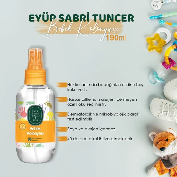 Eyüp Sabri Tuncer Bebek Kolonyası 190 ml 3'lü ve ROSIE Bebek Pamuğu 60 lı - 5