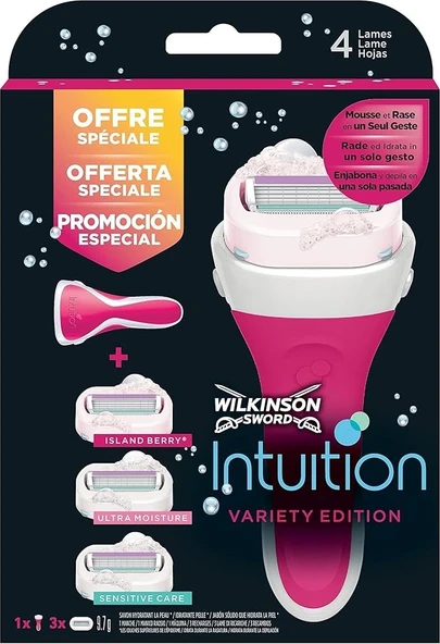 Wilkinson Sword Intuition Variety Paket Kadın Tıraş Makinesi ve 3 Yedek