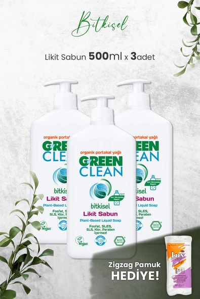U Green Clean Organik Sıvı Sabun Portakallı 500 ML x 3 Adet ve Hediyeli ürün görseli