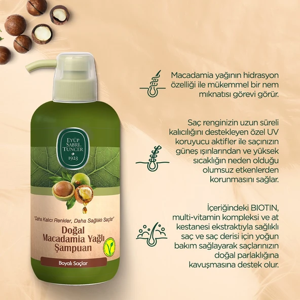 Eyüp Sabri Tuncer Doğal Macadamia Yağlı Şampuan 600 ml Boyalı Saçlar - Resim 4
