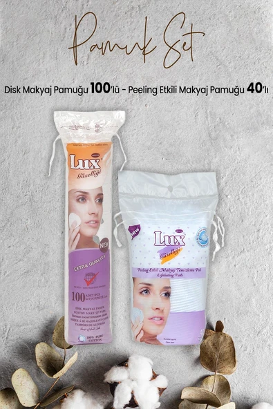 Lux Peeling Etkili Makyaj Pamuğu 40' lı ve Disk Makyaj Pamuğu 100'lü ürün görseli