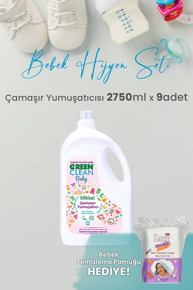 Green Clean Baby Çamaşır Yumuşatıcısı 2750 ml Yıkama x 9 Adet ve Hediyeli ürün görseli