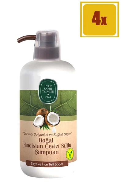 Eyüp Sabri Tuncer Doğal Hindistan Cevizi Sütlü Şampuan 600 ml x 4 Adet ürün görseli 1