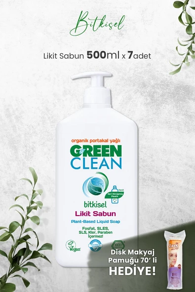 U Green Clean Organik Sıvı Sabun Portakallı 500 ML x 7 Adet ve Hediyeli ürün görseli