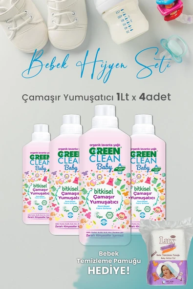 U Green Clean Baby Çamaşır Yumuşatıcı 1 L x 4 Adet ve Hediyeli ürün görseli