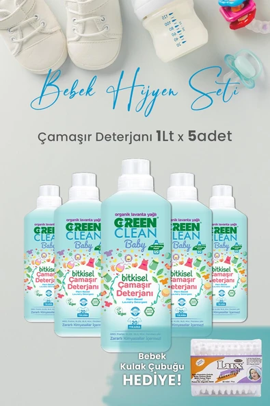 U Green Clean Baby Çamaşır Deterjanı 1 L x 5 Adet ve Hediyeli ürün görseli