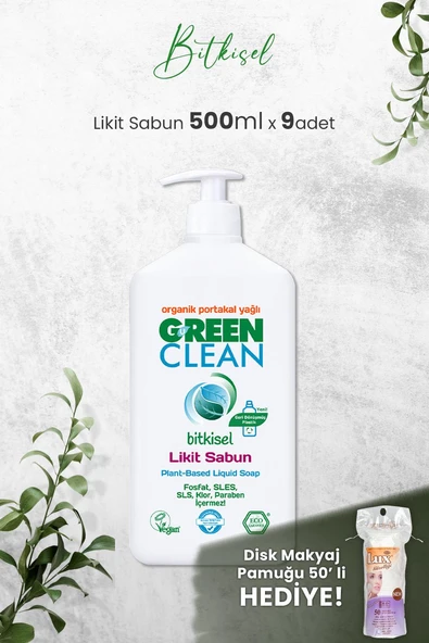 U Green Clean Organik Sıvı Sabun Portakallı 500 ML x 9 Adet ve Hediyeli ürün görseli
