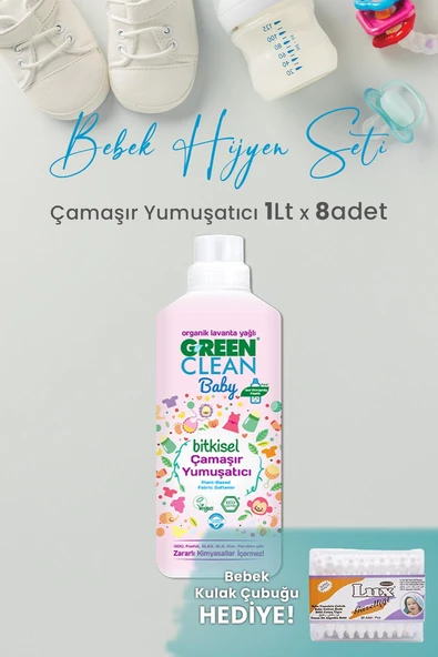U Green Clean Baby Çamaşır Yumuşatıcı 1 L x 8 Adet ve Hediyeli ürün görseli