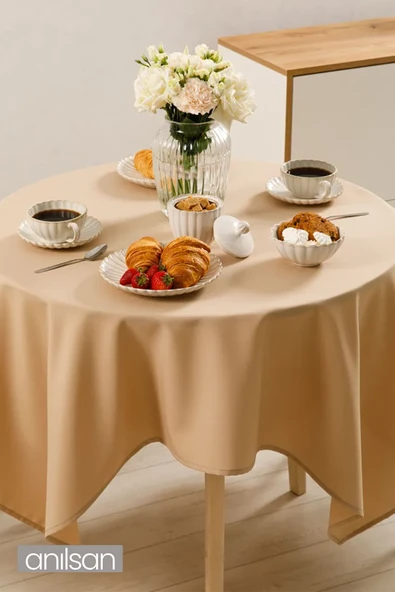 Somon Leke Tutmaz Yuvarlak Masa Örtüsü – Dayanıklı ve Kolay Temizlenebilir Masa Örtüsü - 3