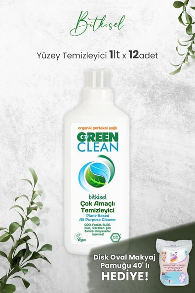 U Green Clean Çok Amaçlı Yüzey Temizleyici Portakallı 1 Litre x 12 Adet ve Hediyeli