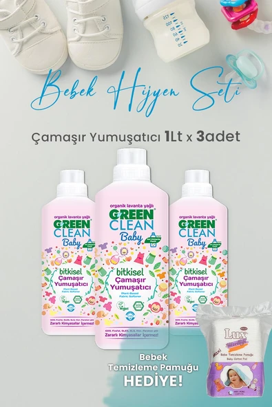 U Green Clean Baby Çamaşır Yumuşatıcı 1 L x 3 Adet ve Hediyeli ürün görseli