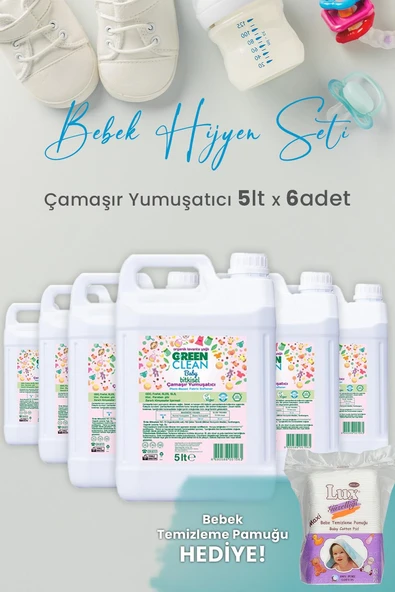 Green Clean Baby Bitkisel Çamaşır Yumuşatıcı Lavanta Yağlı 5 lt x 6 Adet ve Hediyeli ürün görseli