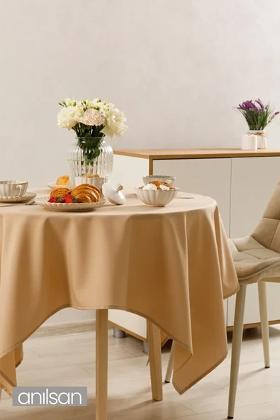 Somon Leke Tutmaz Yuvarlak Masa Örtüsü – Dayanıklı ve Kolay Temizlenebilir Masa Örtüsü - 6