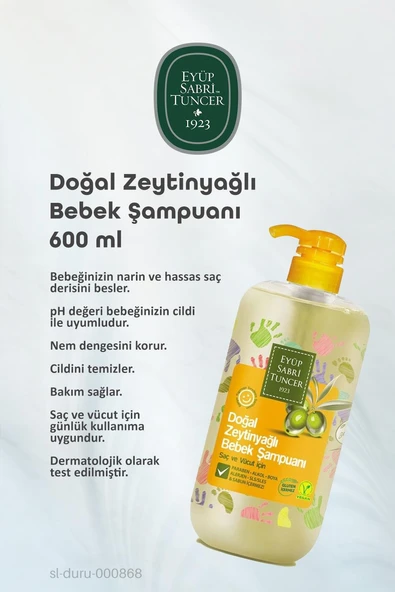 Eyüp Sabri Tuncer Doğal Zeytinyağlı Bebek Şampuanı 600 ml 3 Adet ve ROSIE Pamuk - Resim 5
