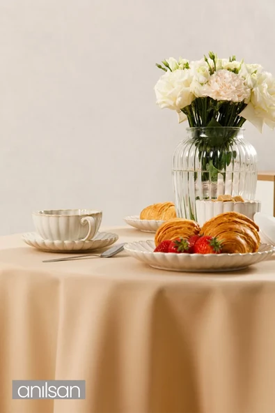 Somon Leke Tutmaz Yuvarlak Masa Örtüsü – Dayanıklı ve Kolay Temizlenebilir Masa Örtüsü - 2