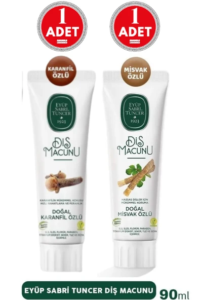Eyüp Sabri Tuncer Diş Macunu Karanfil Özlü 90 ml ve Misvak Özlü 90 ml
