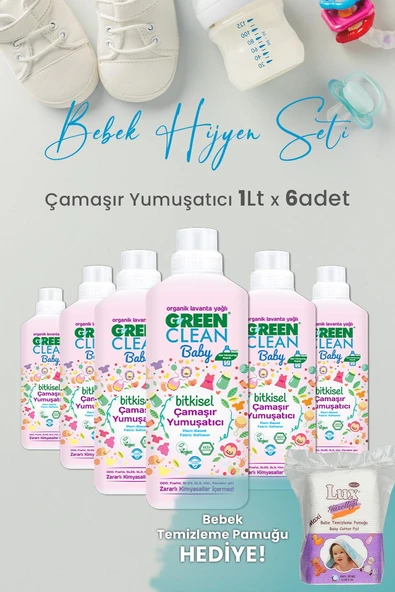 U Green Clean Baby Çamaşır Yumuşatıcı 1 L x 6 Adet ve Hediyeli ürün görseli