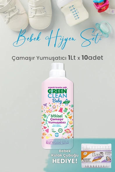 U Green Clean Baby Çamaşır Yumuşatıcı 1 L x 10 Adet ve Hediyeli ürün görseli