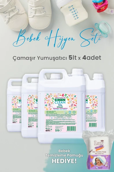 Green Clean Baby Bitkisel Çamaşır Yumuşatıcı Lavanta Yağlı 5 lt x 4 Adet ve Hediyeli ürün görseli