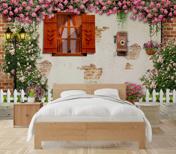 3 Boyutlu Sokak Görünümlü Duvar Kağıdı Baskı - Resim 2