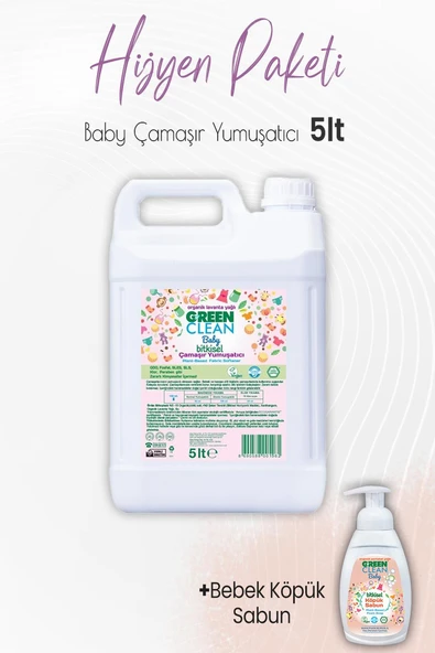 Green Clean Baby Bitkisel Köpük Sabun Portakal 450 ml ve Çamaşır Yumuşatıcı Lavanta 5 lt ürün görseli