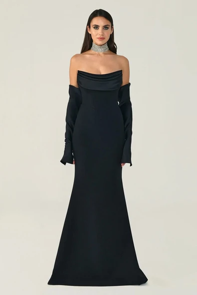 Alfa Beta Straplez Kollu Balık Kesim Uzun Abiye Elbise 2246613 - 2