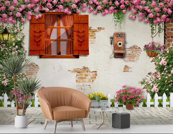 3 Boyutlu Sokak Görünümlü Duvar Kağıdı Baskı - Resim 5