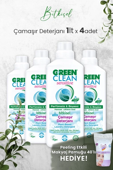 Green Clean Sensıtıve Kokusuz Çamaşır Deterjanı 1 L x 4 Adet ürün görseli