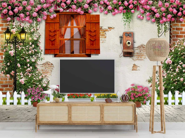 3 Boyutlu Sokak Görünümlü Duvar Kağıdı Baskı - Resim 3