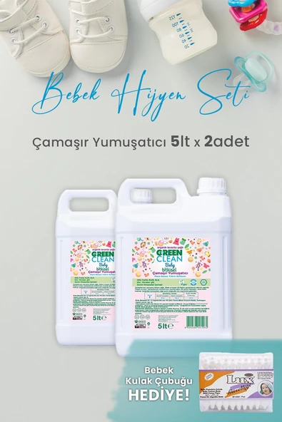 Green Clean Baby Bitkisel Çamaşır Yumuşatıcı Lavanta Yağlı 5 lt x 2 Adet ve Hediyeli ürün görseli