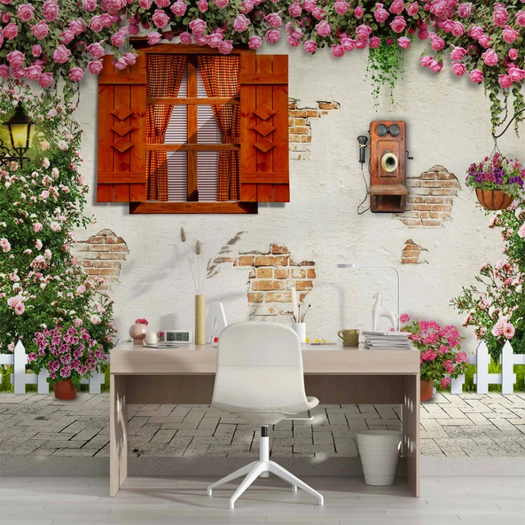 3 Boyutlu Sokak Görünümlü Duvar Kağıdı Baskı - Resim 4