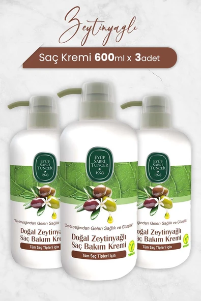 Eyüp Sabri Tuncer Doğal Zeytinyağlı Saç Kremi 600 ml x 3 Adet ürün görseli