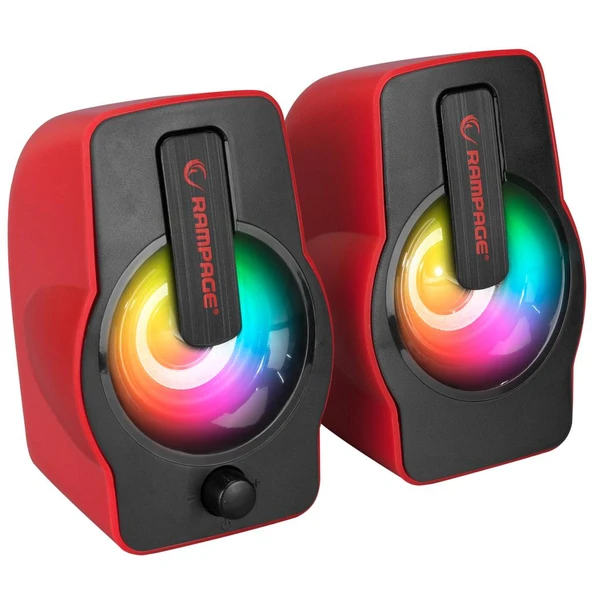 Rampage Speaker Rms-G7 Falsetto 2.0 6 Watt Rgb Ledlı Kırmızı Multımedıa Gamıng Usb Hoparlör - 3