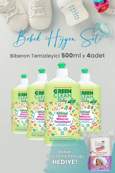 U green Clean Baby Bitkisel Biberon Emzik Temizleyici 500 ml x 4 Adet ve Hediyeli ürün görseli 1