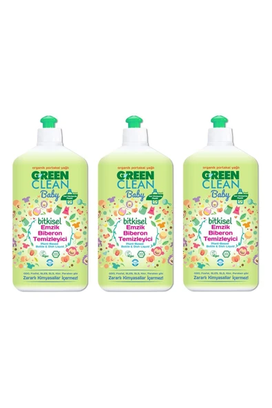 Green Clean Baby Bitkisel Emzik Biberon Temizleyici 500 ml x 3 Adet