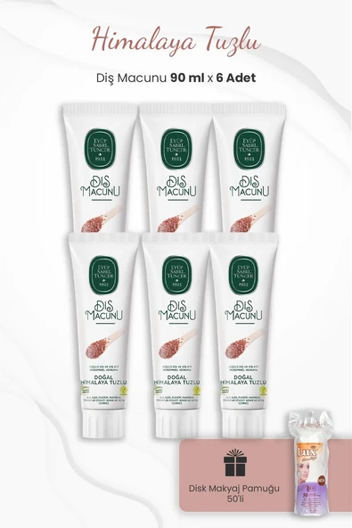 Eyüp Sabri Tuncer Himalaya Tuzlu  Diş Macunu 90 ml x 6 Adet ve Disk Pamuk 50'li ürün görseli