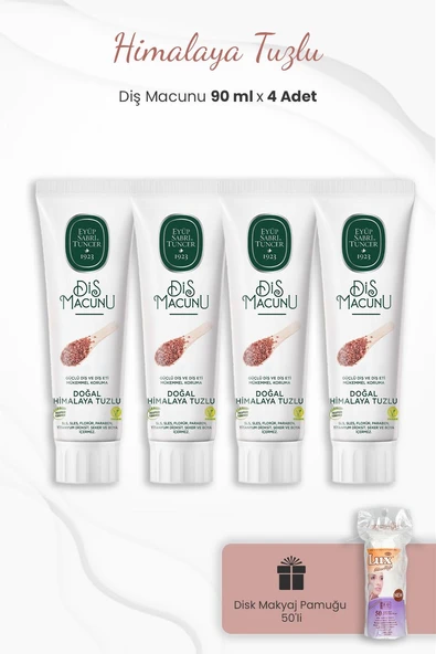 Eyüp Sabri Tuncer Himalaya Tuzlu Diş Macunu 90 ml x 4 Adet ve Disk Pamuk 50'li