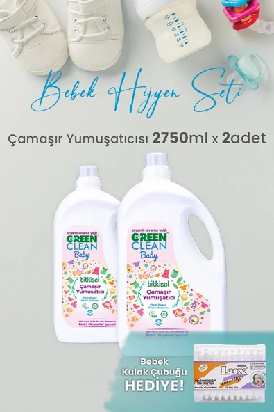Green Clean Baby Çamaşır Yumuşatıcısı 2750 ml Yıkama x 2 Adet ve Hediyeli ürün görseli
