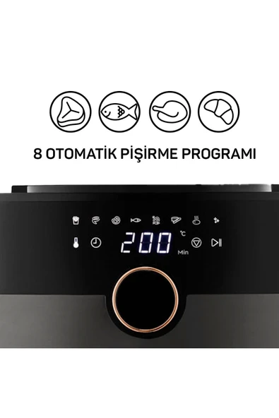 Arzum AR2074-G Airtasty XL Yağsız Fritöz Airfryer, 6 Litre Kapasite, Gümüş - 5