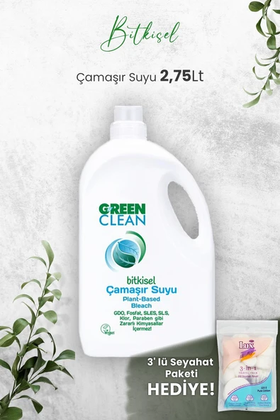 Green Clean Bitkisel Çamaşır Suyu 2,75 Lt ve Hediyeli