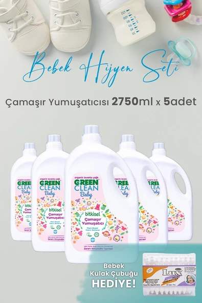 Green Clean Baby Çamaşır Yumuşatıcısı 2750 ml Yıkama x 5 Adet ve Hediyeli ürün görseli