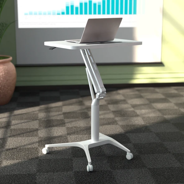 D-Flex Mobil Yükseklik Ayarlı Masa - Beyaz Ayak