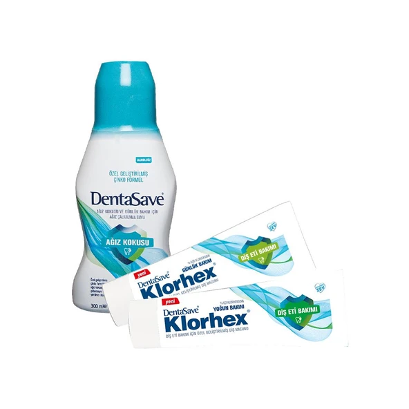 DentaSave Ağız Çalkalama Suyu Ağız Kokusu Çinko 300 ml, Diş Macunu Günlük ve Yoğun Bakım 75 ml ürün görseli