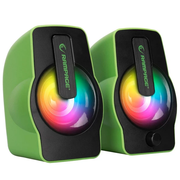 Rampage Speaker Rms-G7 Falsetto 2.0 6 Watt Rgb Ledlı Yeşıl Multımedıa Gamıng Usb Hoparlör - 3