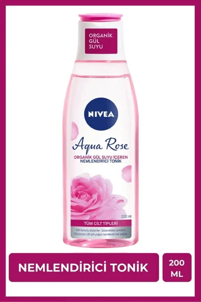 NIVEA Aqua Rose Organik Gül Suyu İçeren Nemlendirici Tonik 200ml, Nemlendirici, Gözenek Arındırıcı ürün görseli