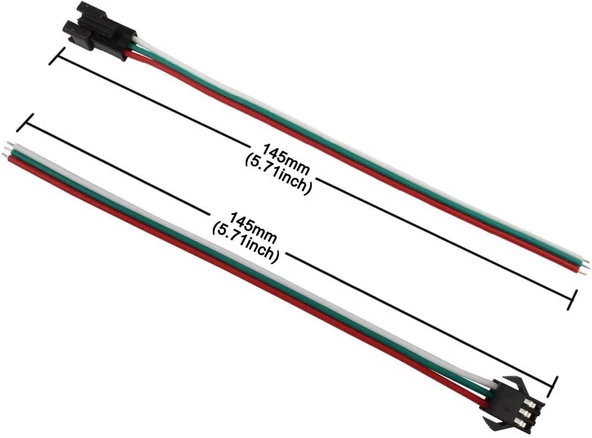 10 Adet JST SM 3 Pin Konektör LED Güç Erkek Dişi SM bağlantı Kablo Adaptör WS2812B WS2812 WS2811 LED Işık Şeridi - 2
