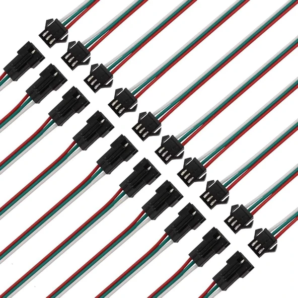 10 Adet JST SM 3 Pin Konektör LED Güç Erkek Dişi SM bağlantı Kablo Adaptör WS2812B WS2812 WS2811 LED Işık Şeridi - 1