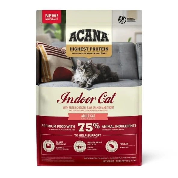 Acana Indoor Yüksek Proteinli Tavuk ve Balıklı Kısırlaştırılmış Kedi Maması 4.5 kg